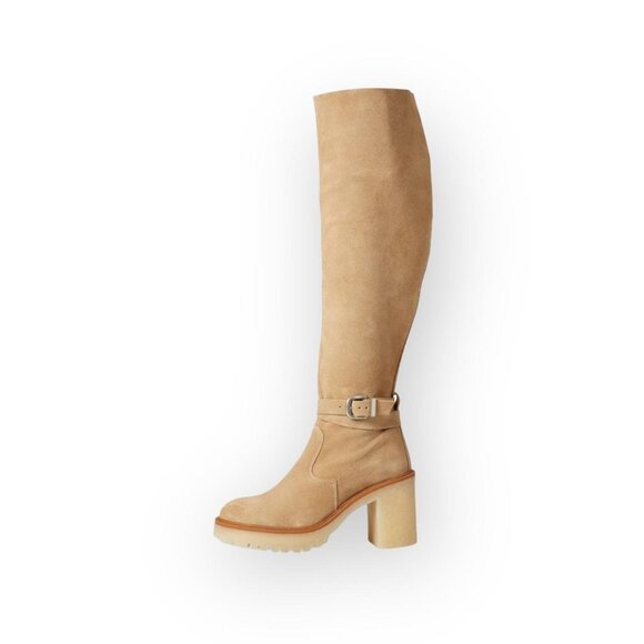 NEW $298 FREE PEOPLE TAN BEIGE JASPER PLATFORM KNEE HIGH BOOTS SIZE 38.5 / 8.5 - Picture 6 of 13